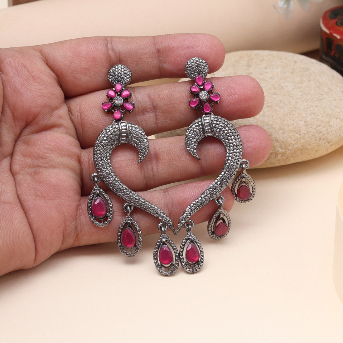 Rani Color Fashion Earrings Crafted For Royal-Inspired Traditional Jewelry Appeal