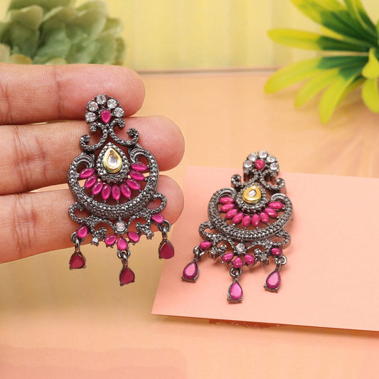 Trendy Rani Color Fashion Earrings With Unique Design For All Occasions