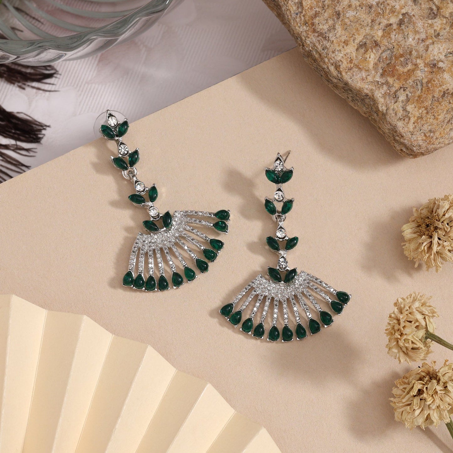 Lush Green Color Fashion Earrings For Garden Parties And Spring Days