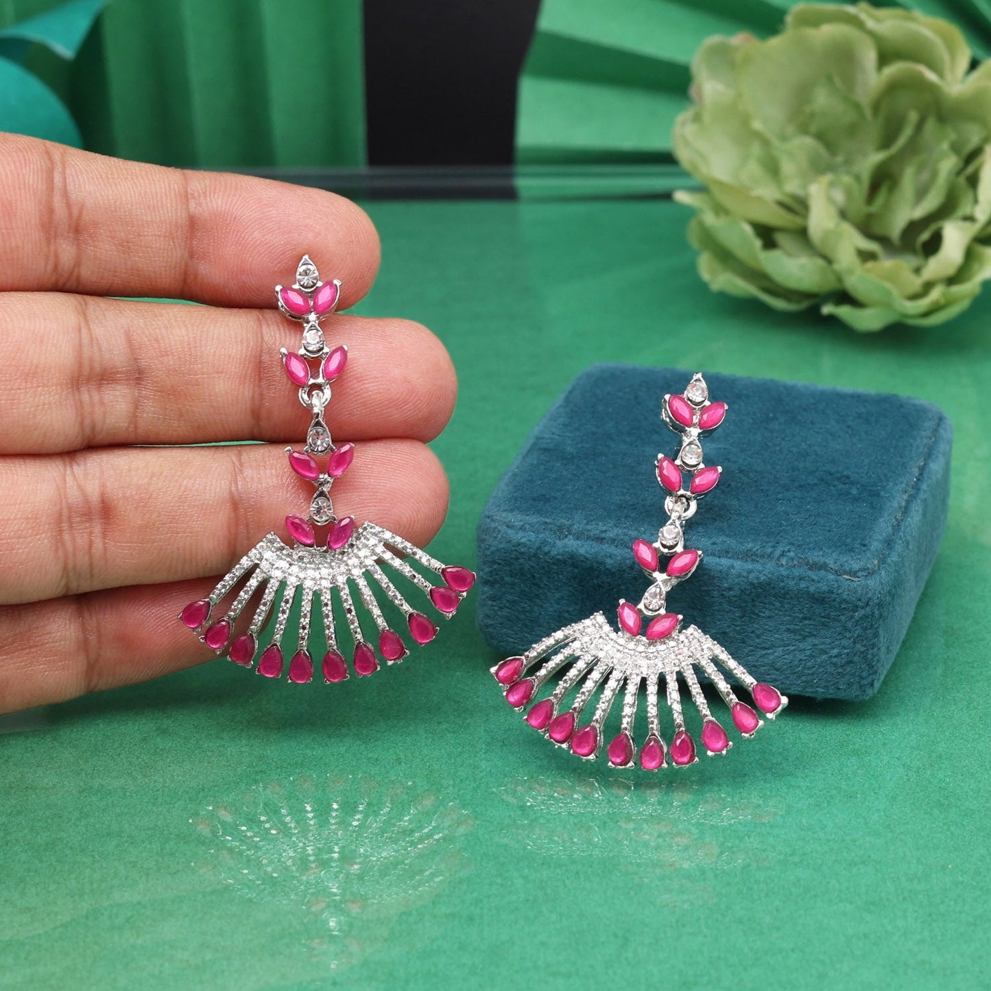 Bold Rani Color Fashion Earrings For Traditional Outfits With A Twist