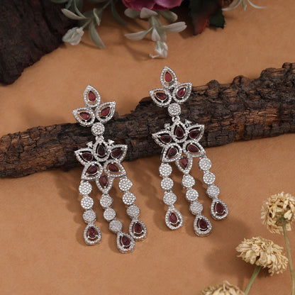 Rich Magenta Color Fashion Earrings For Wedding Guests Or Evening Wear
