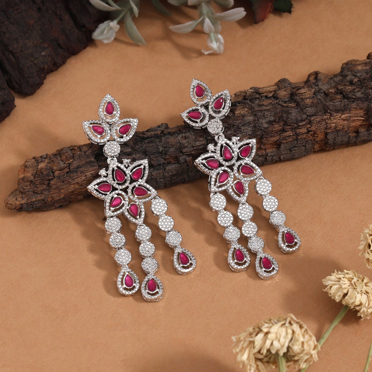 Double-Shade Rani Color Fashion Earrings For Extra Pop And Visual Flair