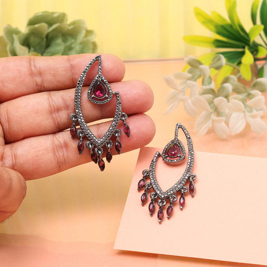 Shiny Magenta Color Fashion Earrings For Bold, Brave, And Confident Wear