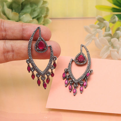 Festival Rani Color Fashion Earrings With Extra Shine And Jewel Details