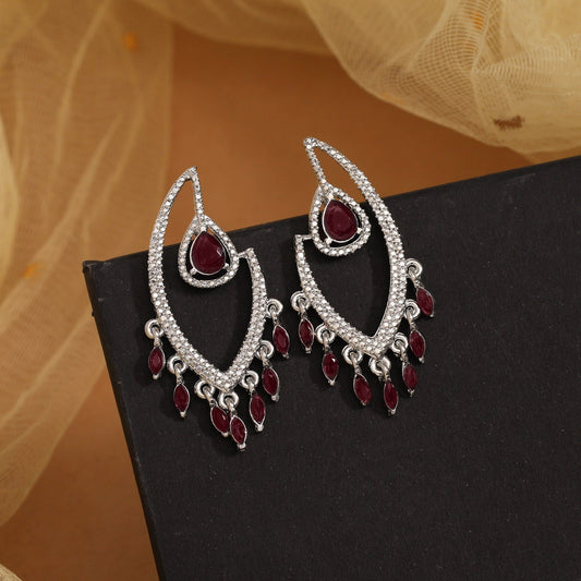 Fancy Magenta Color Fashion Earrings Designed For Parties And Celebrations