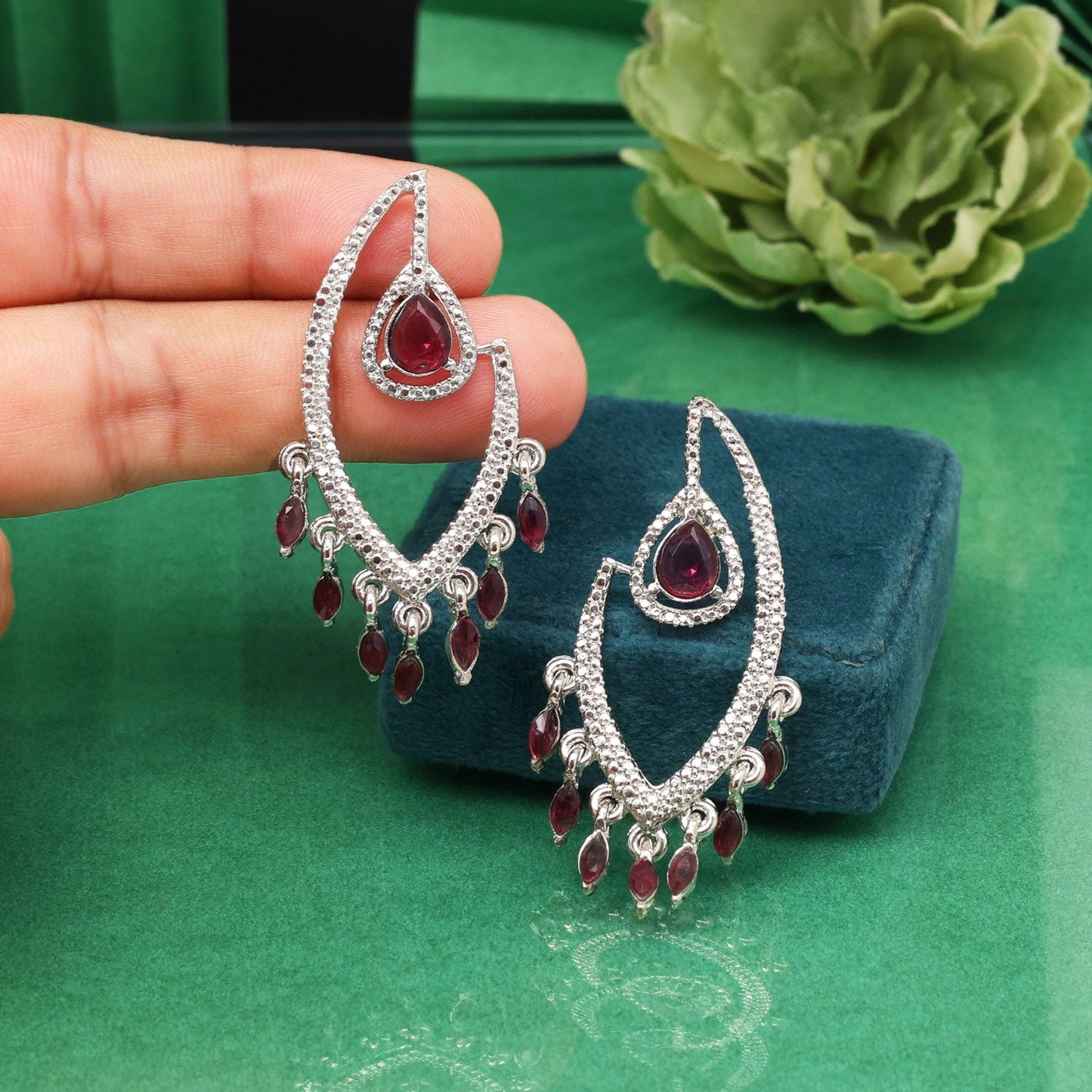 Fancy Magenta Color Fashion Earrings Designed For Parties And Celebrations