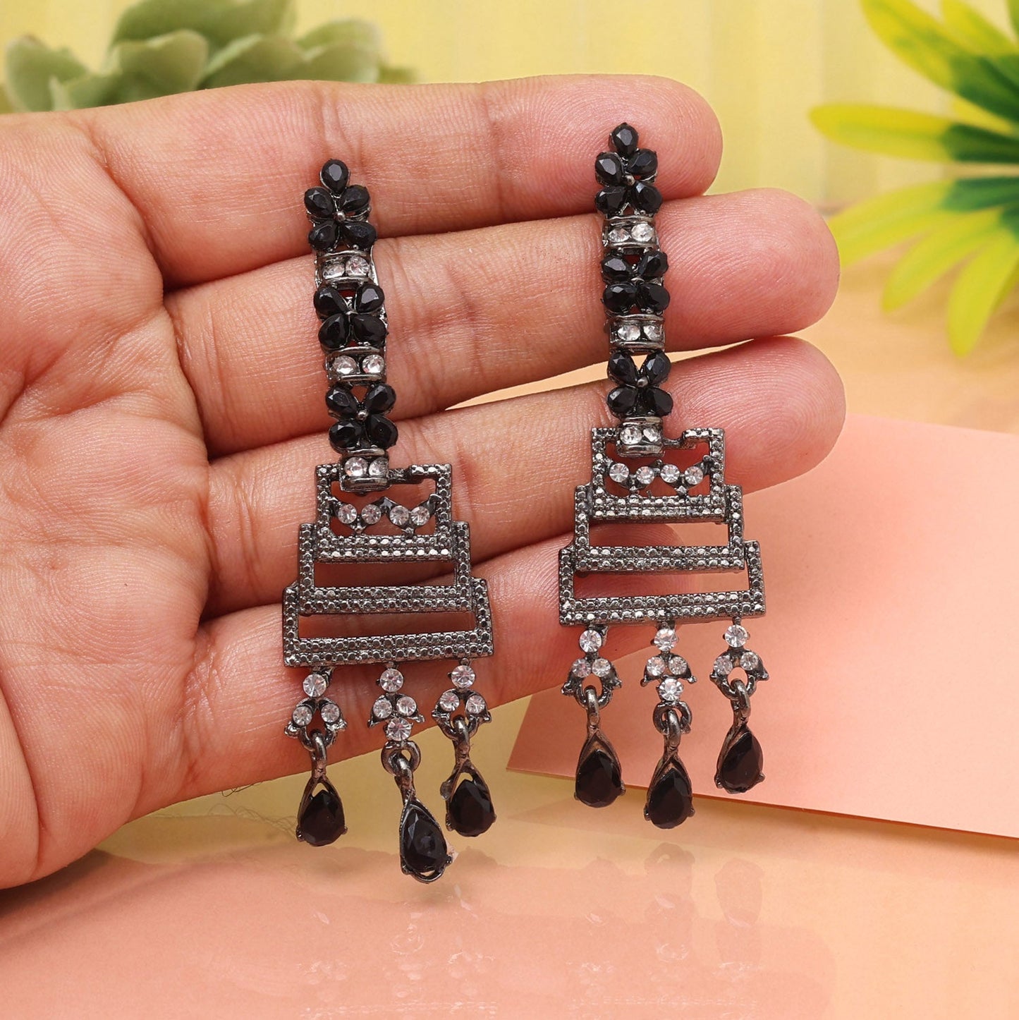 Shiny Black Color Fashion Earrings That Make Every Outfit Look Chic