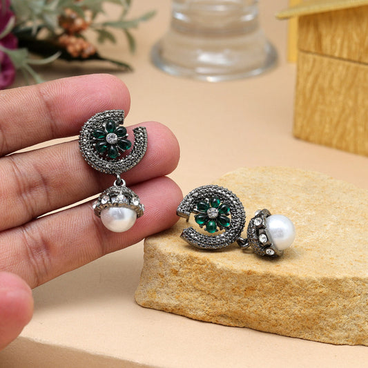 Green Color Fashion Earrings With Traditional Touch For Festive Season