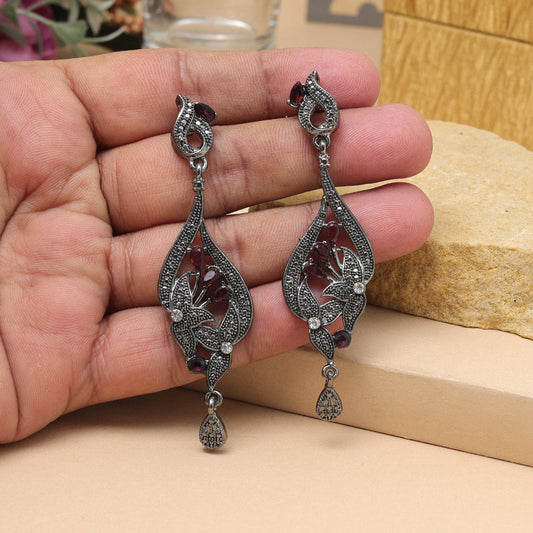 Magenta Color Fashion Earrings For Wedding Functions And Evening Outfits