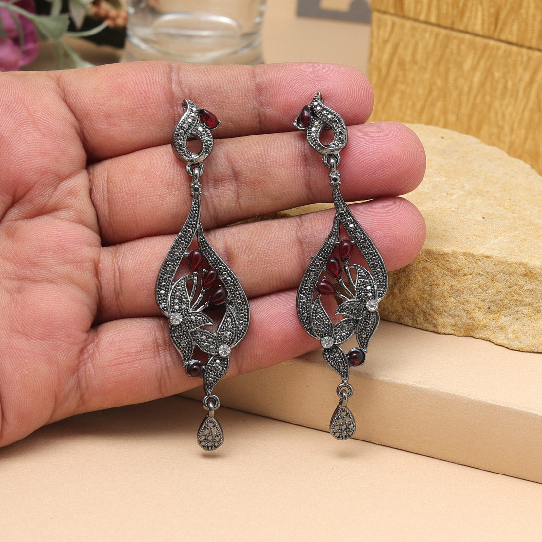 Orange Color Fashion Earrings Featuring Boho Design For Fusion Attire
