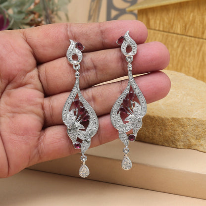 Magenta Color Fashion Earrings In Contemporary Design For Party Styling