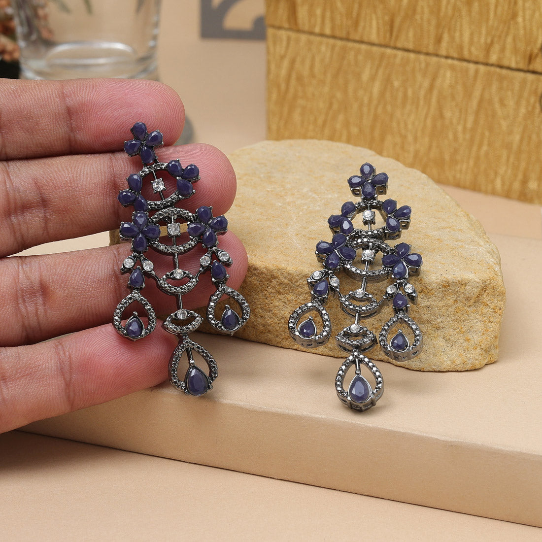 Blue Color Fashion Earrings For Ethnic Suits And Designer Sarees