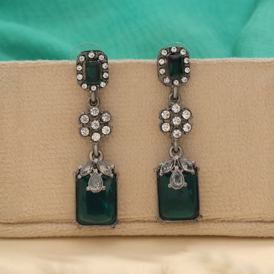 Green Color Fashion Earrings In Tribal Inspired Bold Statement Look