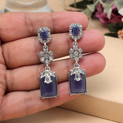 Blue Color Fashion Earrings With Metallic Touch And Designer Vibe