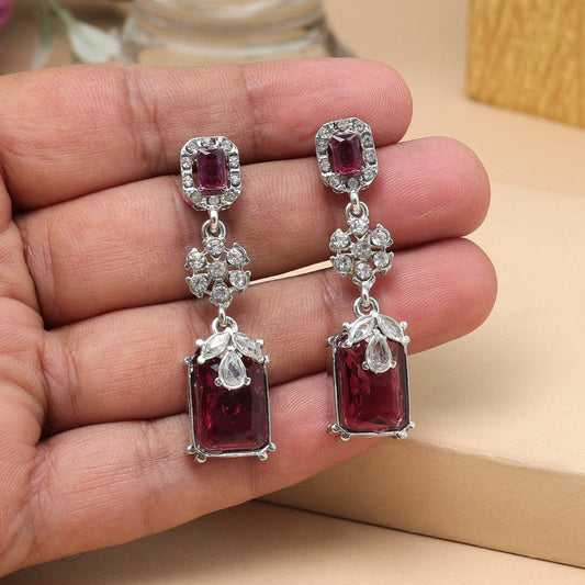 Magenta Color Fashion Earrings For Traditional Indian Outfit Styling