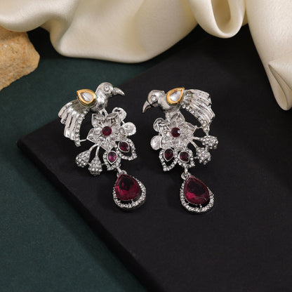 Magenta Color Fashion Earrings In Designer Trendy Style For Functions
