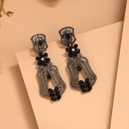Black Color Fashion Earrings For Night Out Or Festive Parties