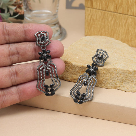 Black Color Fashion Earrings For Night Out Or Festive Parties