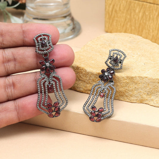 Magenta Color Fashion Earrings In Polki Style For Bridal Looks