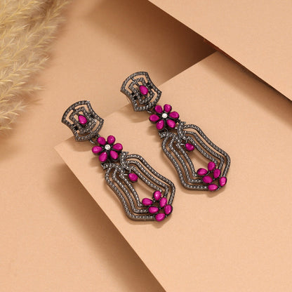 Rani Color Fashion Earrings With Shiny Crystals And Premium Look