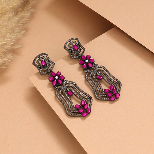 Rani Color Fashion Earrings With Shiny Crystals And Premium Look