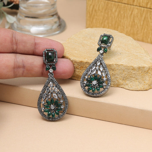 Green Color Fashion Earrings Designed For Casual Ethnic Blends