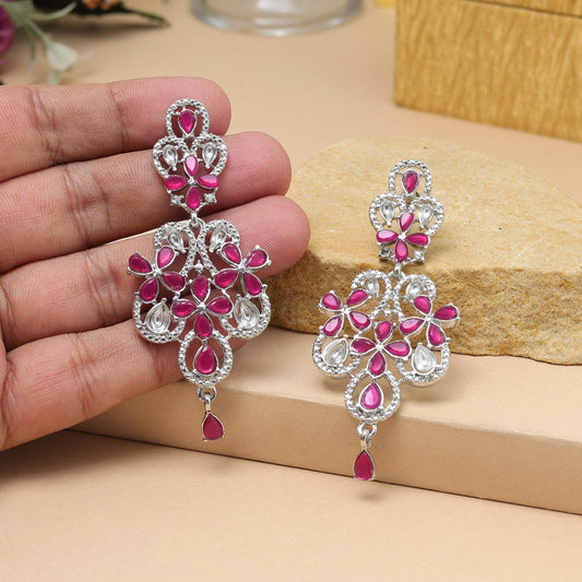 Rani Color Fashion Earrings In Antique Gold Polish With Mirror