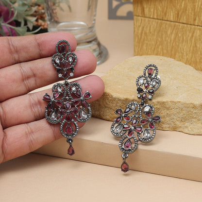 Magenta Color Fashion Earrings In Contemporary Fashion For Special Days