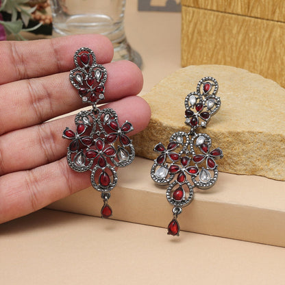 Orange Color Fashion Earrings With Ethnic Mirror Work For Weddings