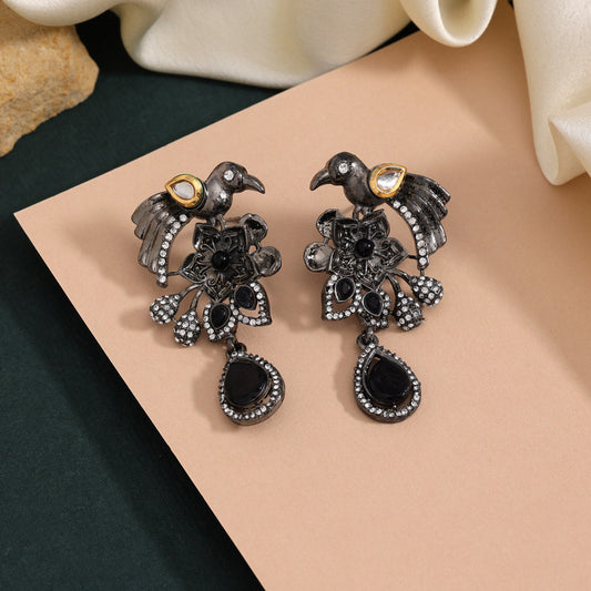 Black Color Fashion Earrings In Heavy Statement Style For Outfits