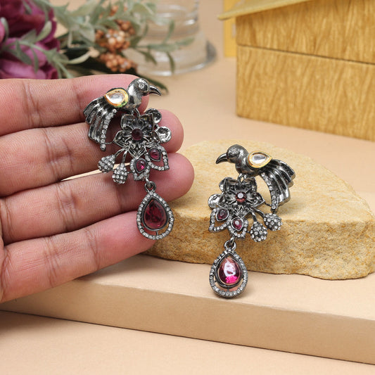Magenta Color Fashion Earrings For Bridesmaids And Traditional Events