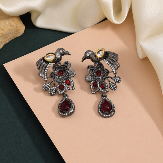 Orange Color Fashion Earrings With Fancy Detailing For Party Wear