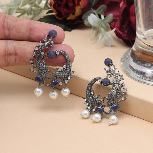 Blue Color Fashion Earrings In Lightweight Style With Fancy Finish