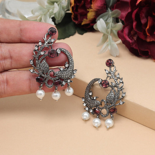 Magenta Color Fashion Earrings For Ladies With Ethnic Taste