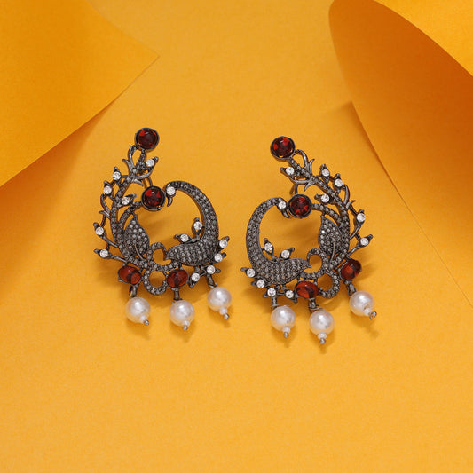 Orange Color Fashion Earrings For Wedding And Mehendi Ceremony Wear