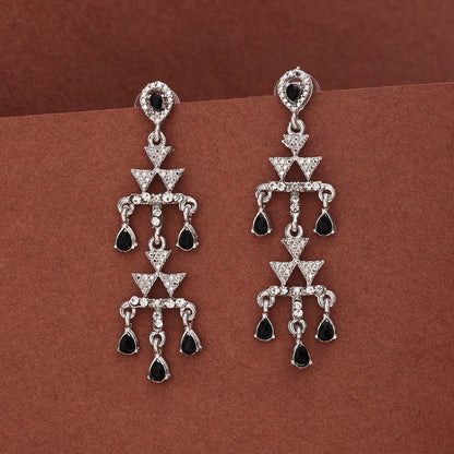 Black Color Fashion Earrings With Sparkling Touch And Sleek Finish