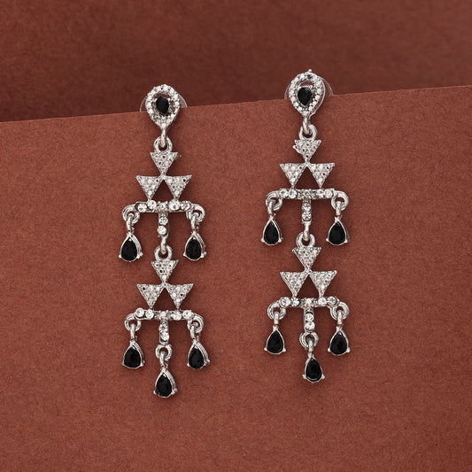 Black Color Fashion Earrings With Sparkling Touch And Sleek Finish