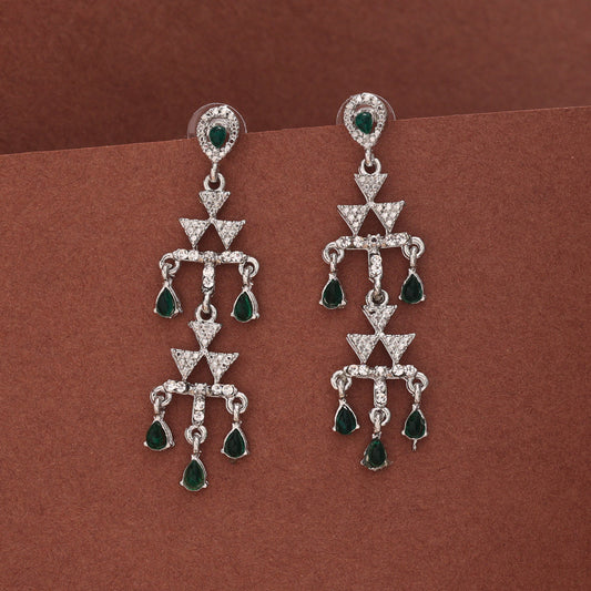 Green Color Fashion Earrings With Mirror Detailing And Boho Style
