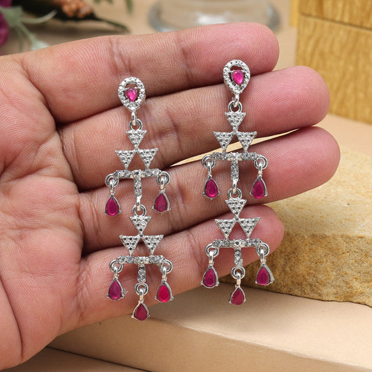 Magenta Color Fashion Earrings In Bold And Colorful Ethnic Fusion