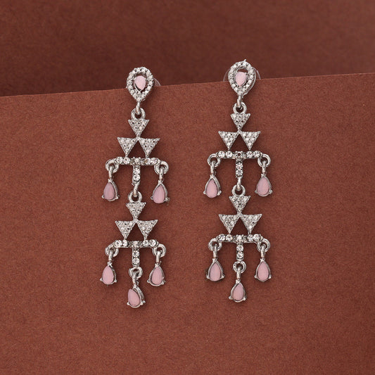 Pink Color Fashion Earrings In Designer Circle Style For Parties