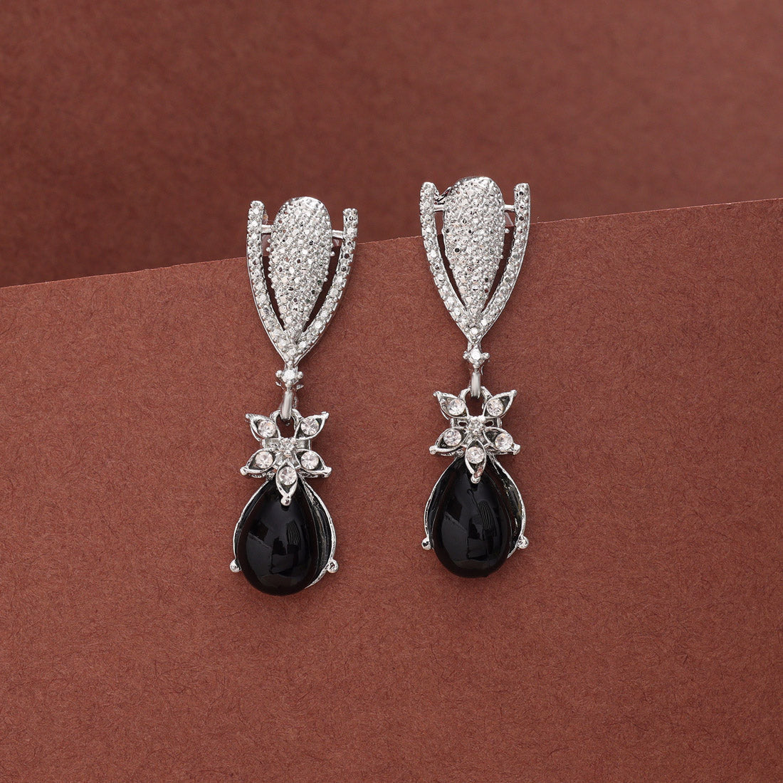 Black Color Fashion Earrings With Classic Round Beads And Elegance