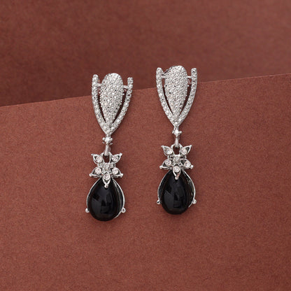 Black Color Fashion Earrings With Classic Round Beads And Elegance