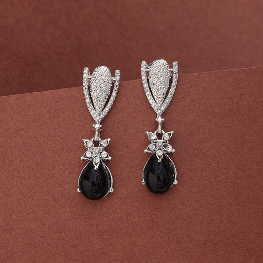 Black Color Fashion Earrings With Classic Round Beads And Elegance