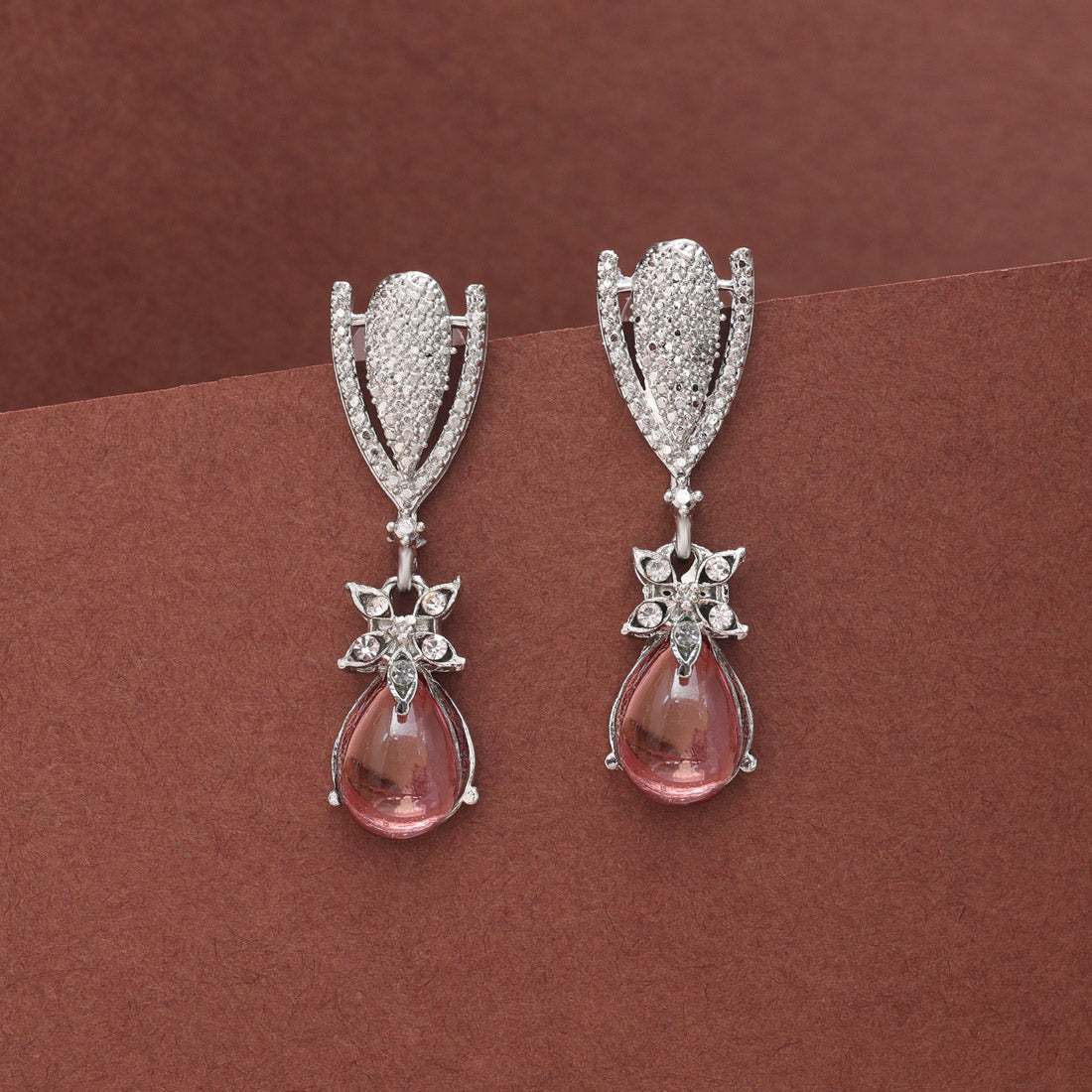 Pink Color Fashion Earrings For Daytime Events And Ethnic Suits