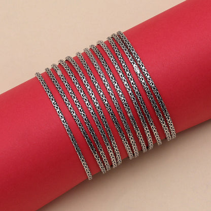 Silver Color Oxidised Bangle Set: 2.4 (GSB355SLV-2.4)