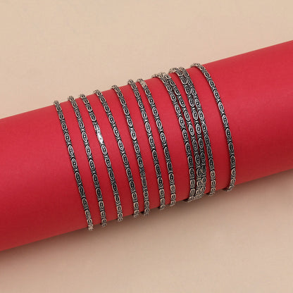 Silver Color Oxidised Bangle Set: 2.4 (GSB356SLV-2.4)