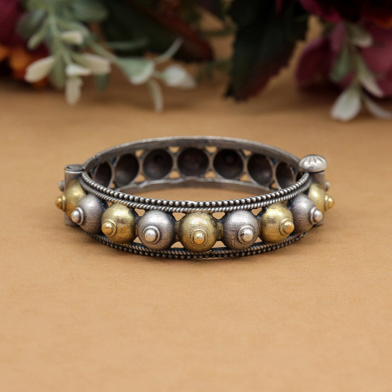 Gold & Silver Color Dual Tone Oxidised Bracelet (GSB363GS)