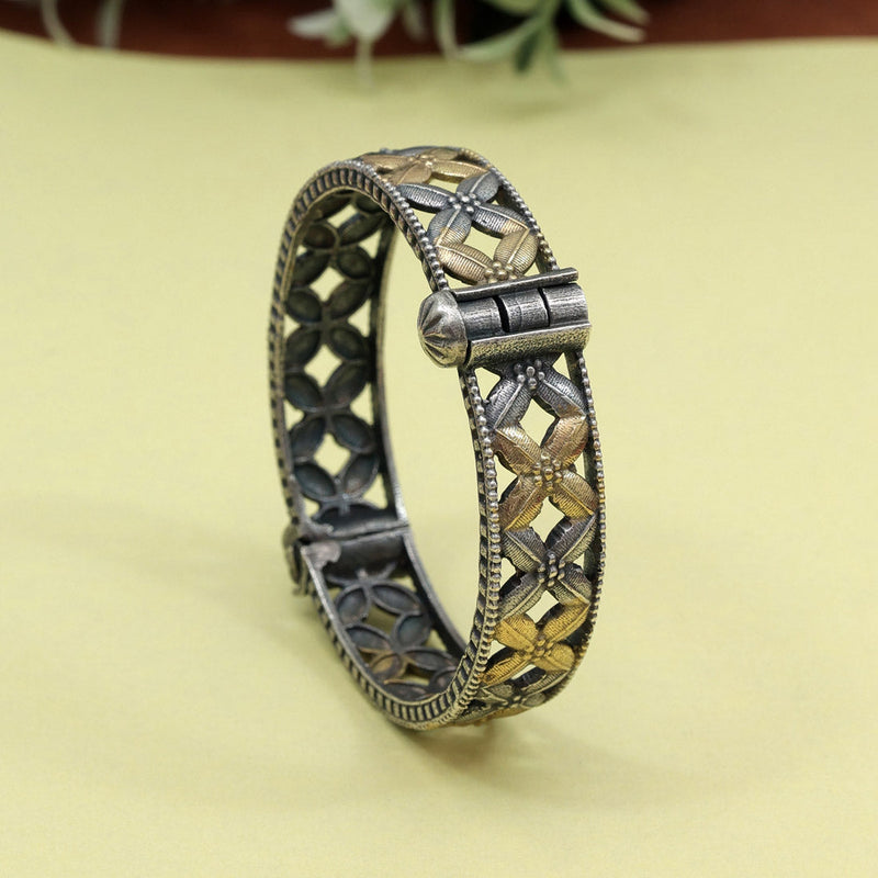 Gold & Silver Color Dual Tone Oxidised Bracelet (GSB366GS)