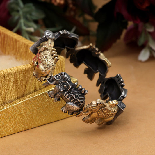 Gold & Silver Color Dual Tone Oxidised Bracelet (GSB367GS)