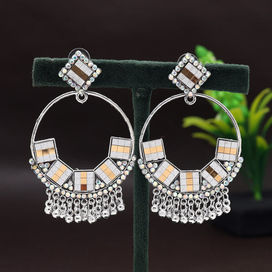 Gold & Silver Color Oxidised Earrings (GSE2806GS)